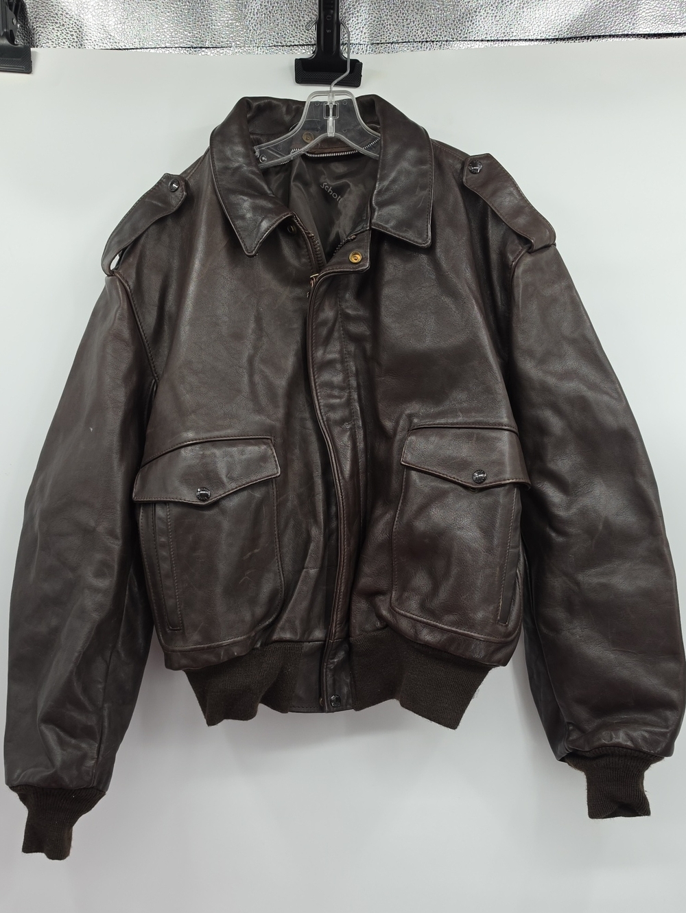 Schott Vintage Leather jacket Leather Men's Bomber Jacket Size 52